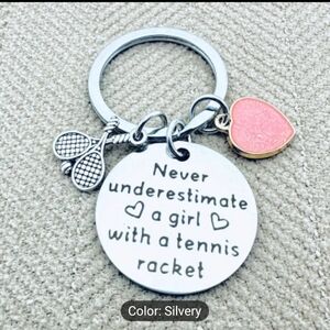 Tennis Pink Heart Bag Charm